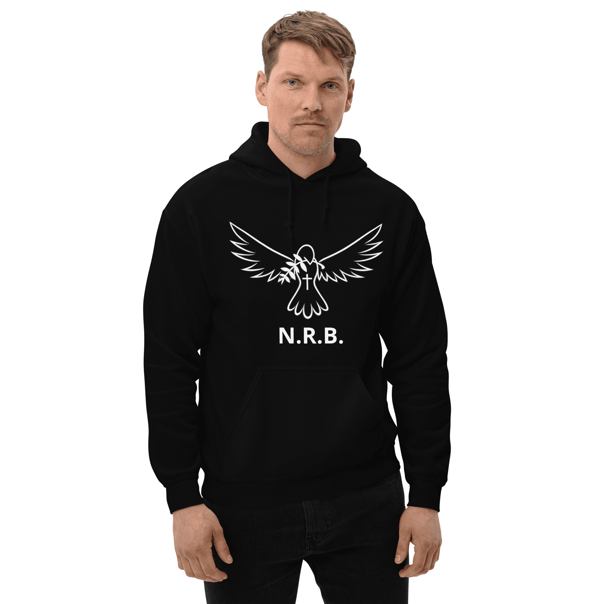 Unisex zwarte hoodie logo voorkant