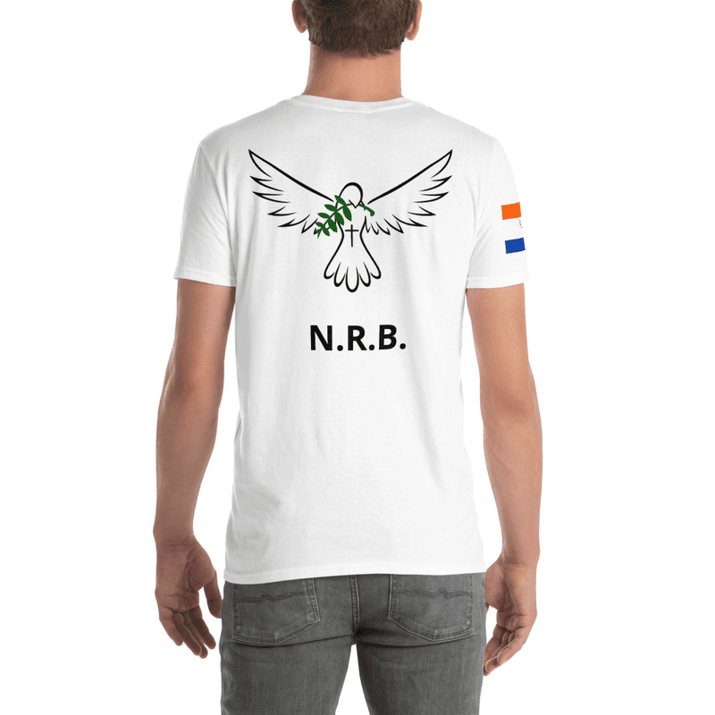 Unisex T-Shirt logo achterkant met embleem op schouder