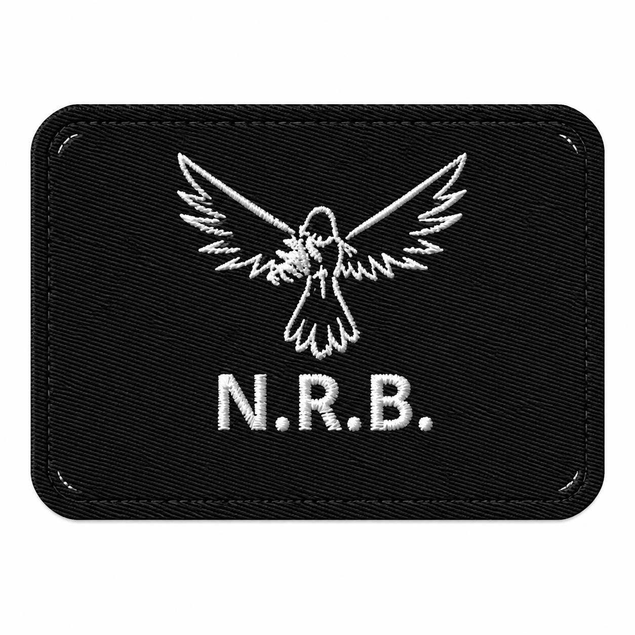Geborduurde strijkbare patch zwart vierkant met embleem met tekst